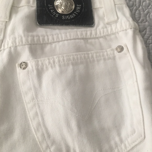 Versace White Jeans Signature high waist 27" hips 29" length 31-32 skinny - Picture 8 of 15